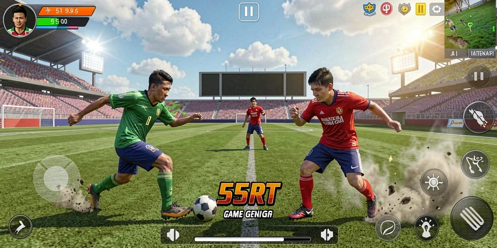 Tampilan gameplay menarik dari 55RT dengan berbagai cabang olahraga.
