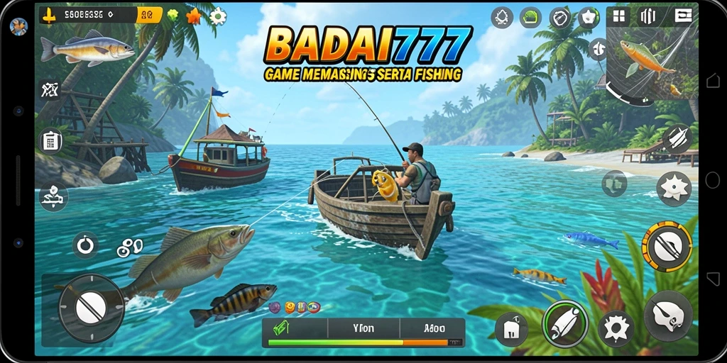 Tampilan gameplay seru BADAI777 dengan aksi memancing yang menarik.