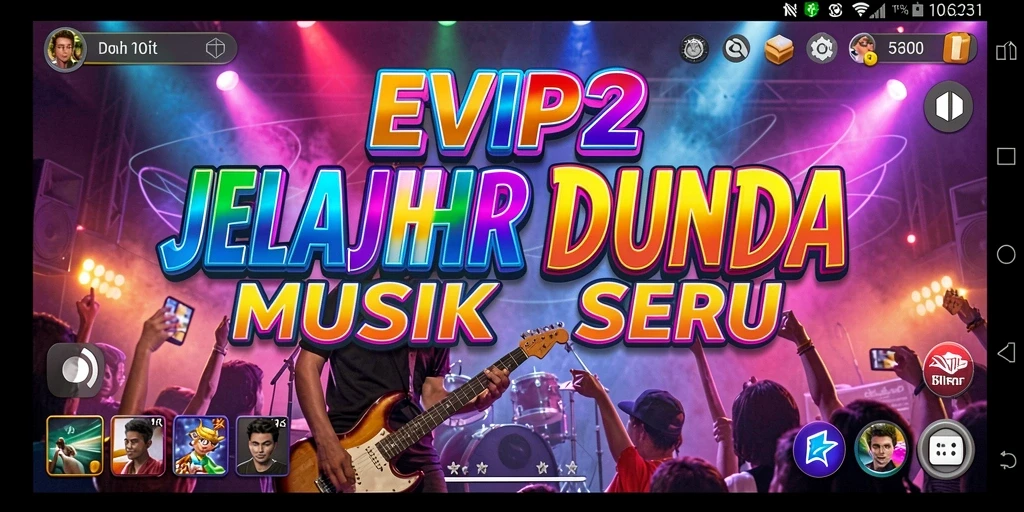 Tangkapan layar gameplay EVIP2 menampilkan alunan musik yang penuh energi.