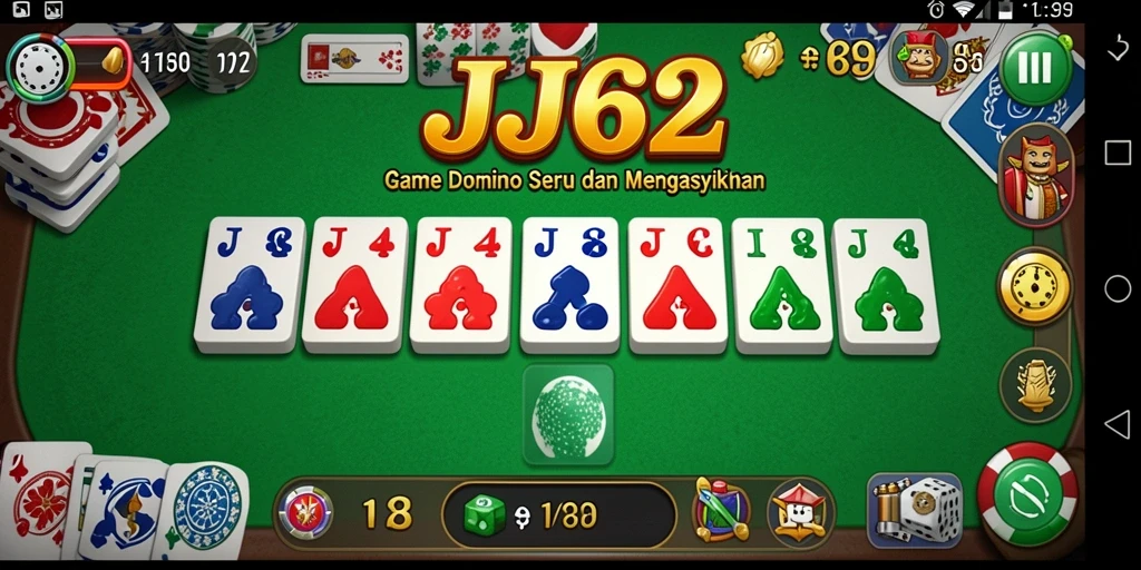 Screenshot utama JJ62 menampilkan gameplay Domino yang seru.