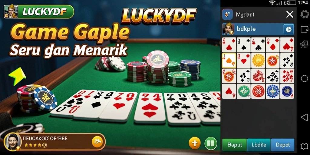 Tampilan gameplay Gaple yang seru dan kompetitif di LUCKYDF.