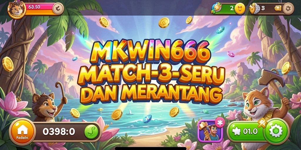 Screenshot gameplay dari MKWIN666 menampilkan aksi Match-3 yang dinamis.