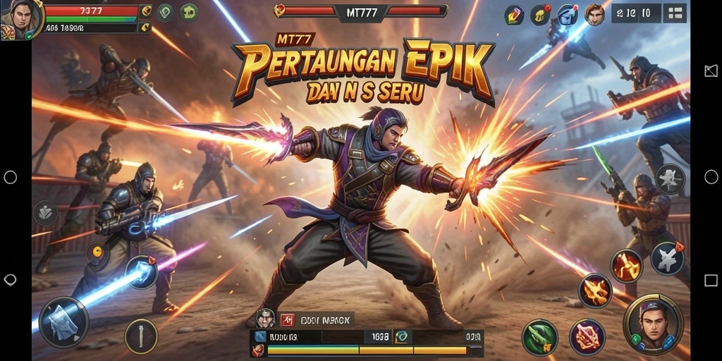 Tampilan gameplay seru dari MT777 dalam pertarungan berlangsung.
