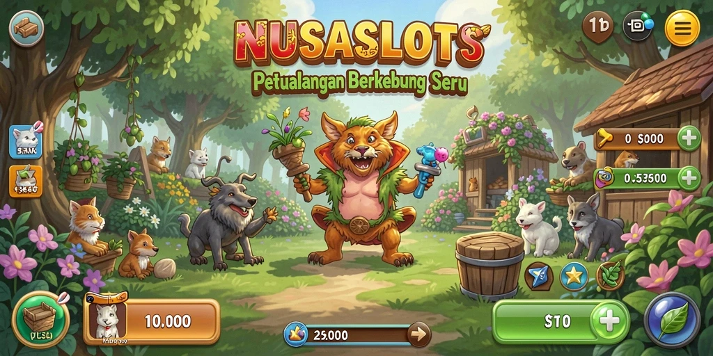 Screenshot gameplay NUSASLOTS menampilkan ladang yang subur dan aktif.