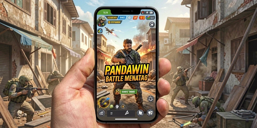 Tampilan gameplay menegangkan di PANDAWIN saat pemain bertarung untuk bertahan hidup.