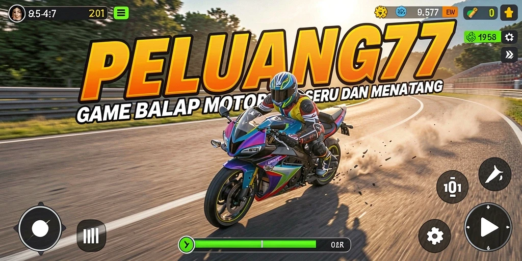 Screenshot dari gameplay PELUANG77 yang menampilkan aksi balap motor yang mendebarkan.