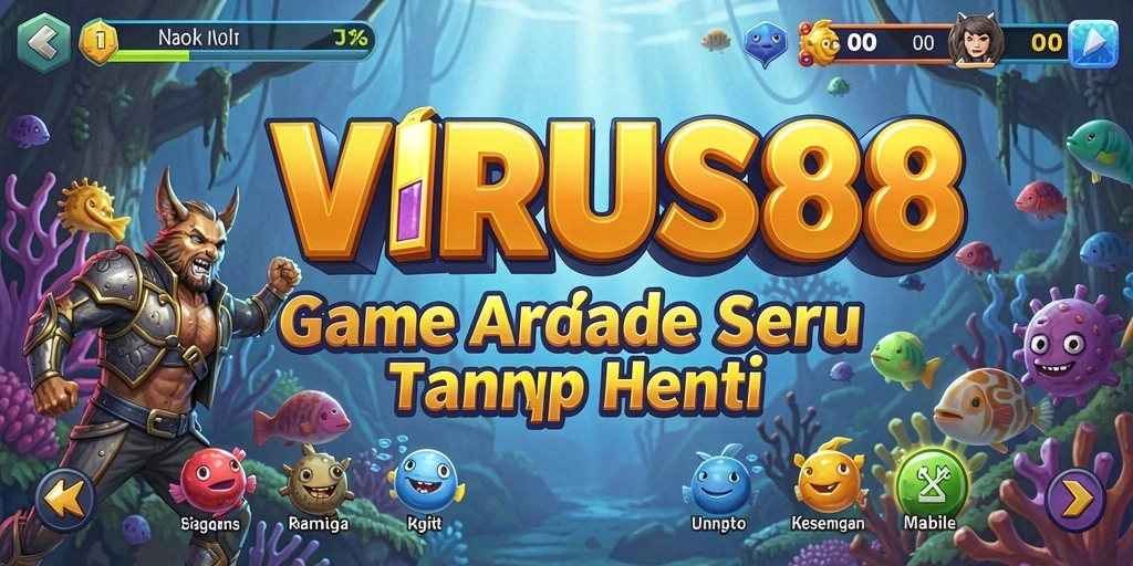 Tampilan gameplay yang seru dan penuh warna di VIRUS88.