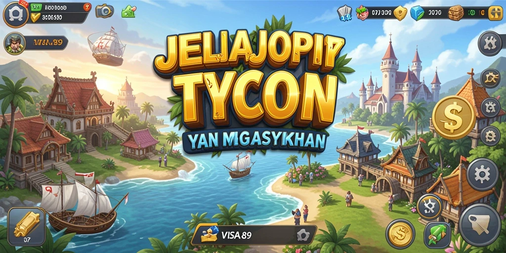 Screenshot gameplay VISA89 yang menunjukkan manajemen bisnis yang seru.
