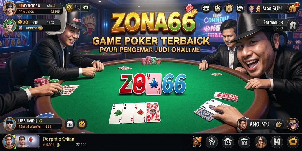 Tampilan menarik dari gameplay poker di ZONA66